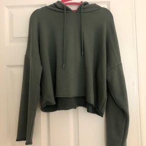 Olive Green Cropped Aerie Hoodie